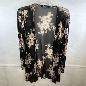 Sheer Kimono Black Floral Sz S Roses layering goth romantic fairy core witchy